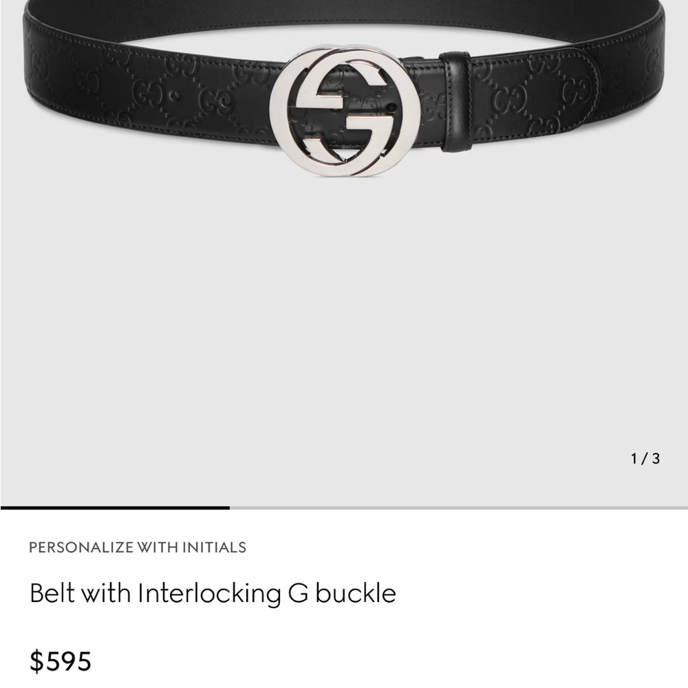 Gucci Monogram Belt with Interlocking G Buckle | 100% Authentic Sz 105 - Picture 2 of 6